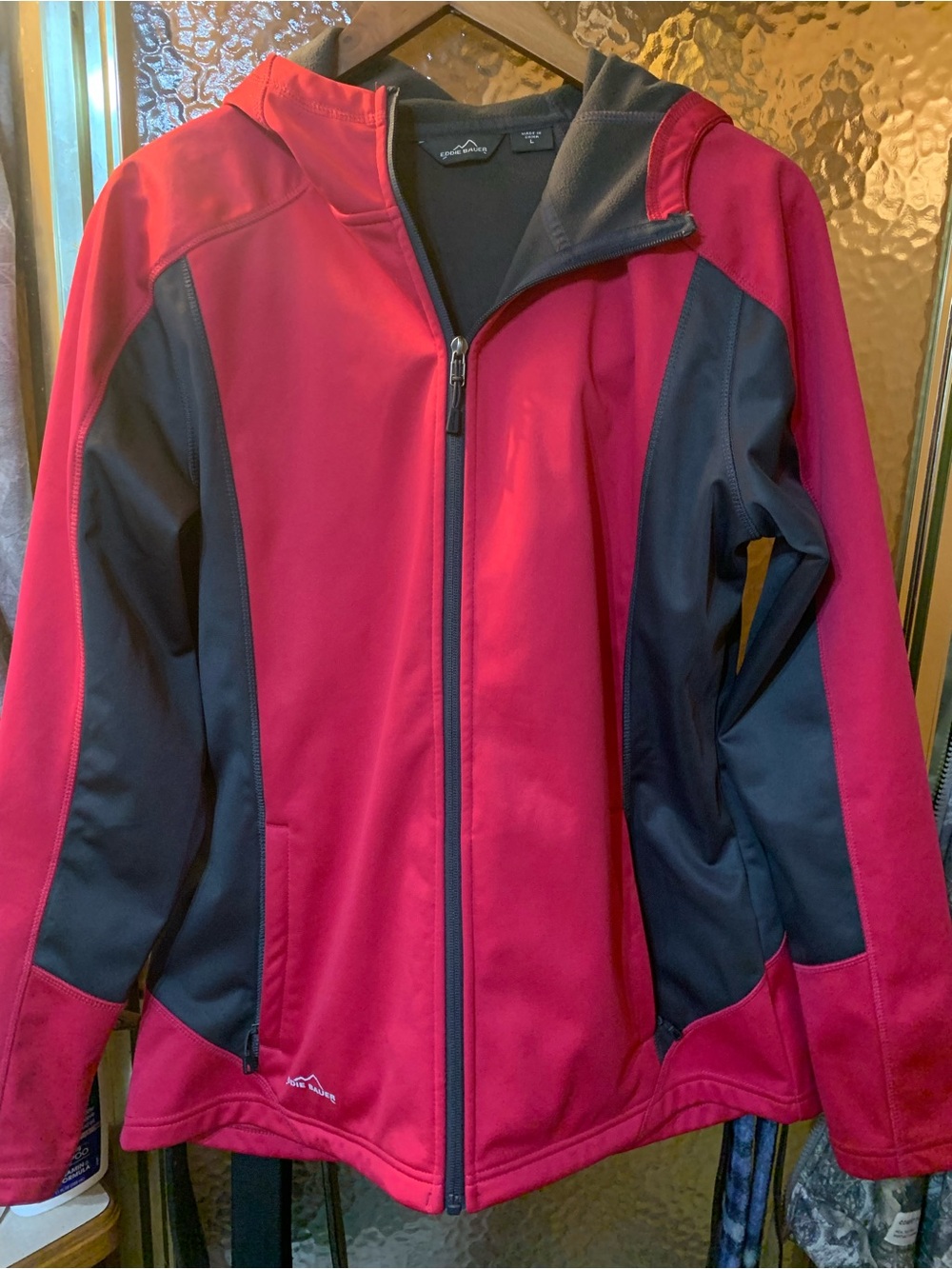 Eddie Bauer Red and Black Softshell Utility Jacket